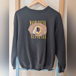 Vintage Hanes Washington Redskins Slouch Baggy Black Cotton Crewneck Sweater